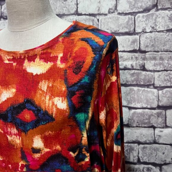 Chico's Multicolored Round Neck Long Sleeve Top Size XL - Picture 2 of 8
